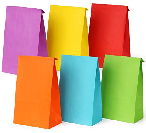 Eupako Kindertag Papiertüten Bonbon Geschenktüten, 60 Stück Bunte | 13x8x24cm, DIY, Hochzeit, Kindergeburtstag, Halloween, Weihnachten