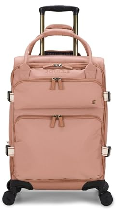 Joules Epwell Collection Trolley Travel Luggage Case, 4-Wheel Spinner Softside Suitcase, Pink, Cabin Small