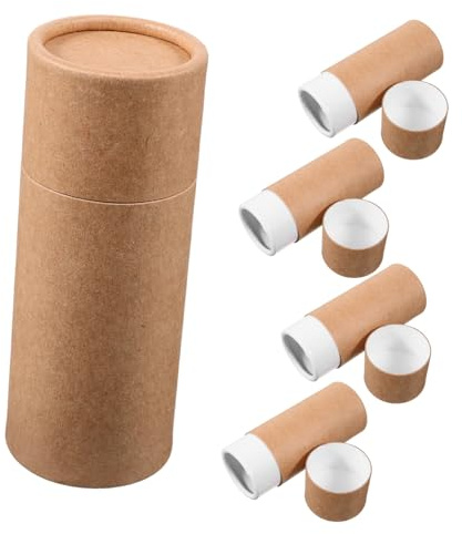 HONMEET 5 Stück Runde Papierboxen aus Kraftpapier zur Verpackung von Ätherischen Ölflaschen Zylindrisch Stoßfest und Tragbar für Büro und Reise