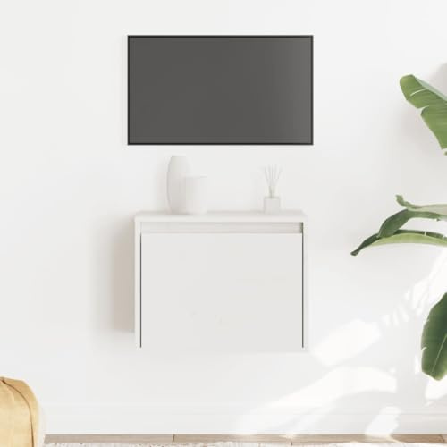 Bucmath Wandschrank Weiß 45x30x35 cm, Massivholz Kiefer, Robuster Hängeschrank für Wohnzimmer, Schlafzimmer, Bücher, Dekoration, Wandmontage, Einfache Reinigung