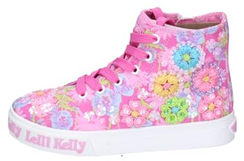 Lelli Kelly Eloise LKED4910 Schuhe, mittelgroß, Fuchsia Muster, handgefertigte Dekorationen, Schnürsenkel und seitlicher Reißverschluss, Gadget