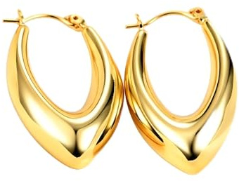 Fimhut 18K Gold Plated Twisted Hoop Earrings for Women, Trendy Textured Chunky Gold Huggie Hoops, Hypoallergenic Statement Fashion Earrings Jewelry