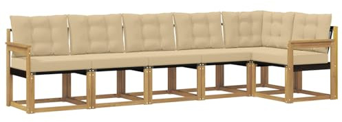 vidaXL Outdoor-Sofagarnitur mit Kissen 6 pcs Weiß und Beige, Gartenlounge, Moderne Sofas für draußen, strapazierfähige Sitzgruppe für Terrasse, Perfekter Komfort