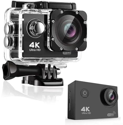 snowchecking 4K Ultra HD Waterproof Action Camera with WiFi, 30M Dive Case & Image Stabilisation for Vlogging, Cycling and Outdoor Sports: Black(Black+Remote)