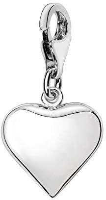 Quiges Charm Pendentif Breloque avec Fermoir Femme Plaqué Argent Coeur 3D
