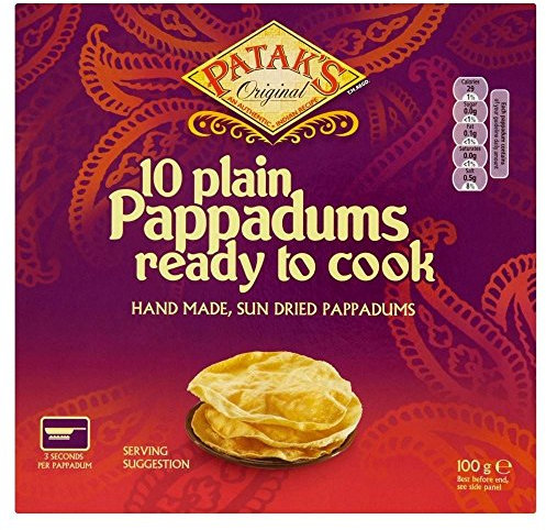 Patak's Pianura Pronti A Cuocere Pappadums (10 Per Confezione - 100g)