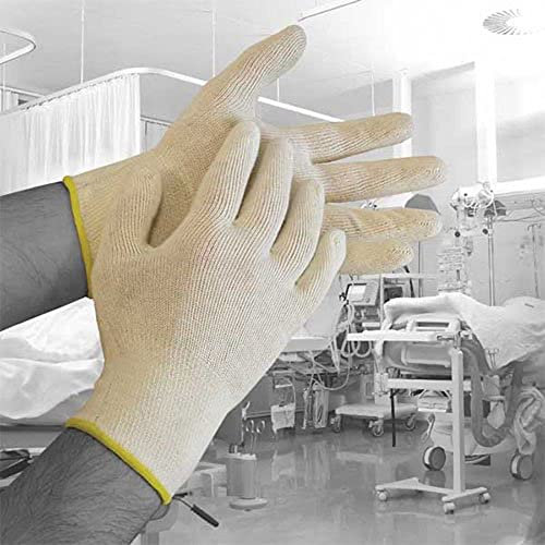 DERA03 Bodyguards dermatologische Polyco-Handschuhe aus Baumwolle, 1 Paar, Größe L, naturfarben