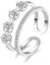 BROWOL Femme Mode Bagues Argent Fin 925 Zircone Cubique Rosé Fleur Hypoallergénique Réglable Double Bagues (silver)