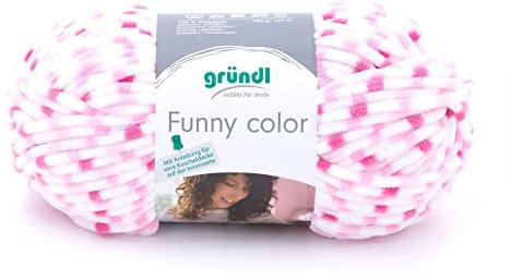 Gründl Funny color (Samtartiges Chenille Strick- & Häkelgarn aus 100% Polyester, 100 g / 120 m, Nadelstärke: 5-6, 1 x 100 g), Fuchsia pink colour