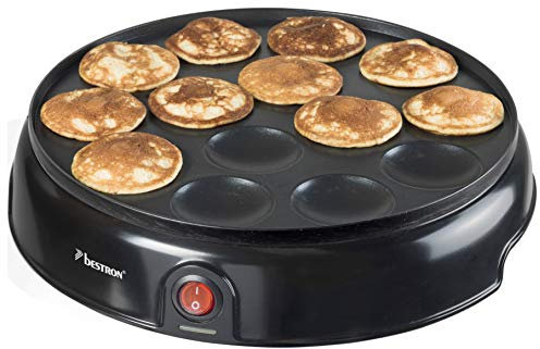 Bestron Poffertjes Maker im Retro Design, Mini Pfannkuchen Automat, mit Antihaftbeschichtung, Sweet Dreams, 800 W, Schwarz