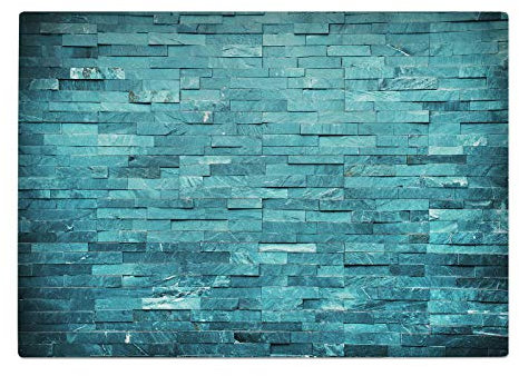 Blue Green Teal Brick Wall Kitchen Worktop Protector Saver Glass Chopping Board