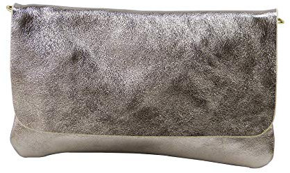 SH Leder Echtleder Umhängetasche Clutch kleine Tasche Abendtasche 24,50x15cm Ely G149 (Bronz)