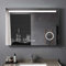 LISA 100 x 70 cm LED Badspiegel Beleuchtung Touchschalter IP44 Wandspiegel Antibeschlage Lichtspiegel mit Uhr und 3-Fach Vergrößerung