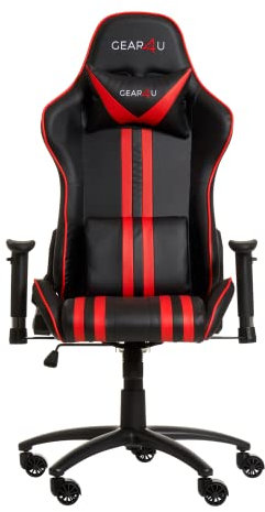 GEAR4U Gaming Stuhl – Die Elite-Serie Schwarz/Rot |Bürostuhl mit angenehmem Komfort | Schreibtischstuhl mit 2D verstellbaren Armlehnen und Rückenlehne geliefert | In Dänemark entwickelt