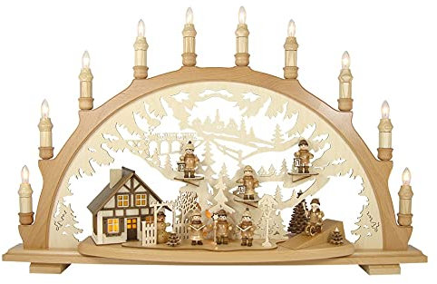 Lenk & Sohn Schwibbogen Erzgebirge 1-Fach, 10-flammig Sternsänger Natur - 66x44cm