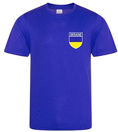 Varsany Men's Football Team Ukraine T-Shirt - National Flag Badge Tee - Great for Cricket, Football, Rugby, and Soccer Supporters