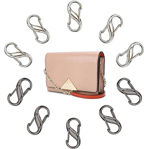 DHER Mini S Clip Rucksack S Outdoor Camping Haken 10 StüCk Taschenkette Mit Metallschnalle, Mini-S-Karabiner, Verstellbare Metallschnalle, Karabiner, Kleine Metallschnalle FüR Kettenriemen, Handtasche