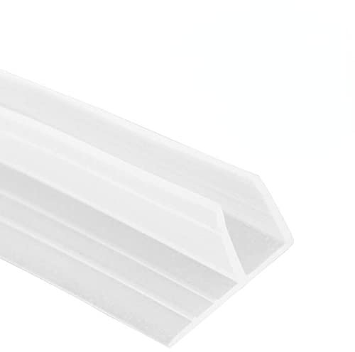 Emiif 2 m F-förmige Dichtungsleiste Abschlussleiste selbstklebend für Badewanne und Duschwand, Gummi, transparent, 6 mm