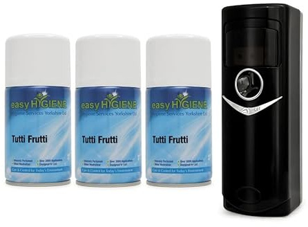 EXEC LED BLACK Automatic Air Freshener Scent Dispenser Perfume Fragrance Aerosol Spray Auto Wall Mounted +3 TUTTI FRUTTI