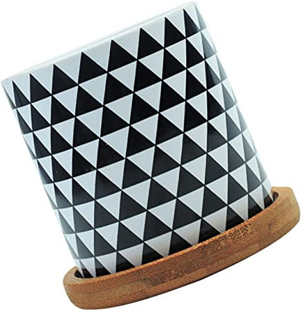 YARNOW Vase à Fleurs Céramique pour Décoration De Bureau Pot Simple pour Maison avec Plateau Bambou