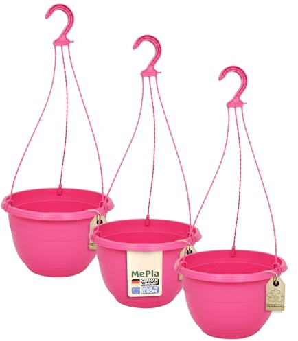 MePla - 3 pièces Ampel Orion - Jardinière résistante aux intempéries - Pots de fleurs résistants aux UV - Pot de fleurs - Ø25 cm - Rose