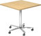 bümö Säulenhubtisch höhenverstellbar, Stehtisch Büro, Bistrotisch eckig 80 x 80 cm - Besprechungstisch Ahorn, Stehtisch Holz-Platte, Säule aus Metall verchromt, Säulentisch, Hochtisch