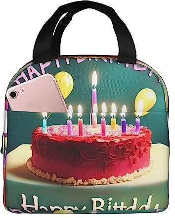 Happy Birthday Schöne Lebensmittel Handtaschen Fall Für Reisen Arbeit Picknick, Mittagessen Tasche Lunch Box,Wiederverwendbare Isolierte Mittagessen Tote Bag