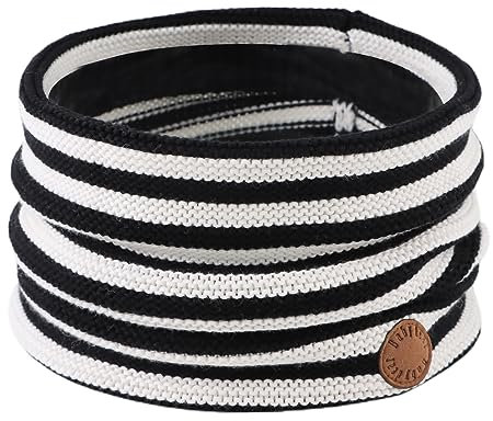 XIAOHAWANG Baby Schal Winter Strickschal Jungen Dick Warm Schlauchschal Mädchen Loop Schal Kinder Rundschal für 1-6Jahren (Gestreift Schwarz)