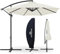 Wetterstein® Sonnenschirm Beige Ø 300 cm mit Kurbel | Ampelschirm mit Ständer | Gartenschirm UV-Schutz Aluminium | Kurbelschirm Marktschirm wasserdicht