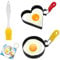 XINFAFUSW 2PCS Egg Ring, Round & Heart-Shaped, Stainless Steel & Silicone, Non-Stick, Anti-Scald Folding Handle, For Fried Eggs, Pancakes, Omelets
