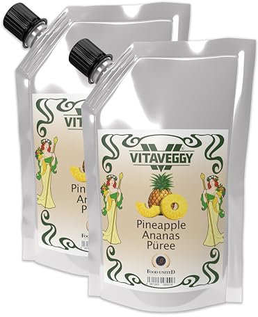 VITAVEGGY ANANAS-PÜREE 6x1kg Fruchtpüree aus süßer Ananas von Food-United pineapple-puree für Ananas-Saft Ananas-Smoothie Ananas-Cocktails Obstmus Babybrei ohne Aroma- und Konservierungsmittel (6)