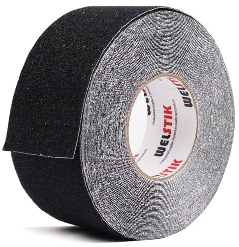 WELSTIK Antirutsch Klebeband Streifen mit Selbstklebend, 50mm x 20m Treppe Stufen Band Kleber rutschfest Klebeband, Hohe Traktion für innen- und Außenbereich Wasserfest,Schwarz