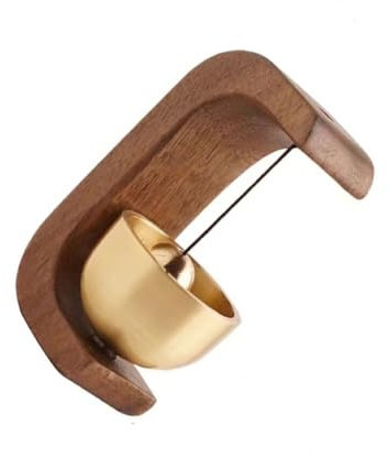 AUklOPVZZ Sonnette sans fil finie en laiton, pour motifs délicats, sonnette de Style rétro pour la maison, sonnette de porte en bois, bord rond Vintage, Sombre