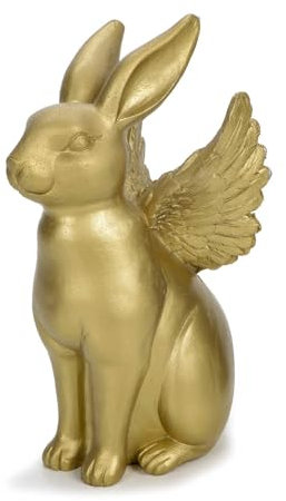 Bubble Store Osterhase mit Engelsflügeln, Hase Dekofigur aus Polyresin für Ostern, Osterdeko für Indoor und Outdoor geeignet (Gold)