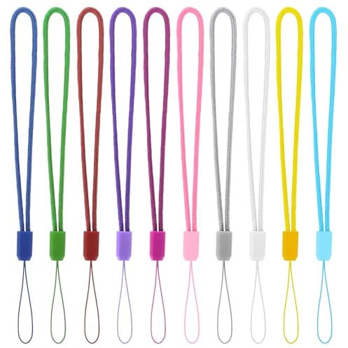 KALIONE 10 Pcs Wrist Lanyard Colorful Hand Wrist Strap Lanyards Nylon Wrist Lanyard Hand Strap for Keys Mobile Phone Case USB Wallet ID Name Tag Badge Whistle Walkie-Talkie (10 Colors)