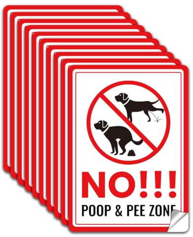 WADORN 10 pièce Caca et Pipi Panneau D'Interdiction Autocollant, PVC Autocollants D'Avertissement Zone Sans Caca Ni Pipi Imperméables pour Magasin Entreprise Jardin Extérieur Mur Verre, 13x18cm