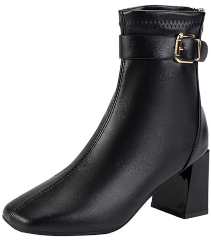 Generico Tronchetti Donna Eleganti, Stivaletti da Donna Casual Bassi, Stivaletti Classici Tronchetti Corti Vintage Neri Stivali Donna Morbidi Stivali Alla Moda da Donna