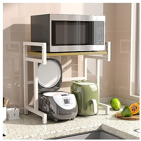 Soporte de cocina para microondas y horno, organizador de almacenamiento para especias (blanco)