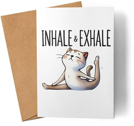 Lilavie-Design Inhale & Exhale Karte Geschenkidee für Yoga-Fans und Katzenliebhaber