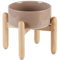 Havniva Ceramic 7.3inch Raised Dog Bowl Set, Elevated with Wooden Stand, Food and Water Bowl for Medium Breed Dogs, Weighted Dog Dishes, Pet Feeder(Brown Coffee)