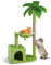 Zvonema Petit Arbre à Chat Hauteur 110 cm, Arbre à Chat avec Poteau Griffoir en Sisal, 1 Niche & 1 Hamac, avec Pompon Suspendue, Matériaux Sûrs pour Chatons & Chats Adultes, Vert