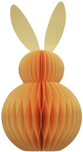 XXL Deko Honeycomb, Papier Honeycomb, Papier - Osterdeko, Wabenhase aus Seidenpapier, Osterhase aus Papier/Pappe in gelb, magnetisch, Lieferumfang 1 Stück, L/B/H 16 x 16 x 30 cm.