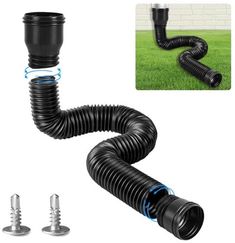 YushengTai Fallrohr Dachrinne Flexible Verlängerung Erweiterungsset, Fallrohrverlängerungen Flexibel Rund für Fallrohr 80/100 mm, Dehnbare Regenrinne Verlängerung von 47 bis 150 cm (Schwarz, 1 Stück)