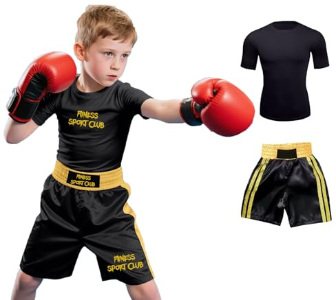 Personalised Boxing Set with Custom Name Pattern - Short Sleeve Top & Shorts for Men Women Kids Suitable for Muay Thai, MMA Training Gear Gift for Boxing Lover,Halloween Costume