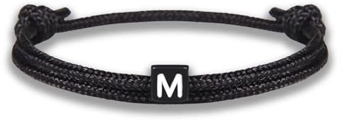 GD GOOD.designs Armband mit Buchstaben | Verstellbares Partnerarmband (14cm - 25cm) mit schwarz geflochtenen Seil