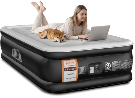 Airefina Luftbett 1 Person, Luftmatratze Selbstaufblasend mit Eingebauter Pumpe, Gästebett Schnelle Inflation, Tragbares Aufblasbare Matratze für überall mit Tragetasche -99×190 ×46cm,295KG Max