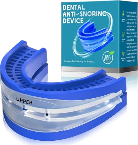 Anti Snoring Devices for Sleep,Adjustable Anti Snoring Mouth Guard – Sleeping Snore Stopper Sleep Apnea Mouthpiece Reusable Anti Snore Mouthpiece Device Fit for Snore Relief for Men and Women (Blue)