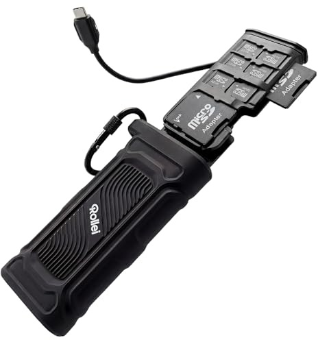 Rollei 2 in 1 Travel Kartenlesegerät & Etui microSD & SD Kartenleser | Card Reader für Gleichzeitiges Lesen & Schreiben mit USB C 3.2 OTG für iPhone 17/16/15 Serie Android Mac PC Laptop