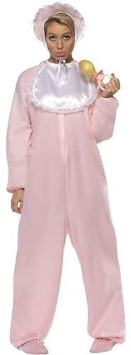Smiffys Baby Strampelanzug Kostüm, Rosa, mit Vlies-Bodysuit, Mütze und Schlabberlätzchen Halloween