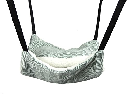 Little Friends Fluffy Lined Recycled Eco Hammock With Pouch: Green Herringbone